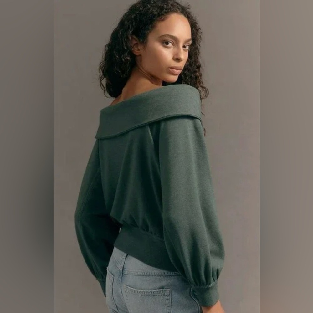 Pilcro Anthropologie Teal Off-Shoulder O-Ring Top - Picture 4 of 7